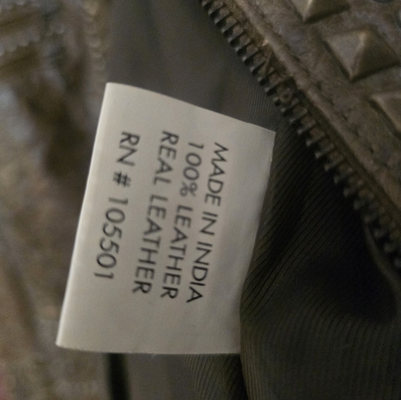 Double D Ranch Olive Studded Biker Leather Jacket Exc. Condition! Unique! Medium - Picture 6 of 7